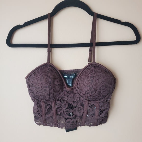 NWT Lace Floral Padded Bralette Bustier Style Crop Top - Picture 2 of 13